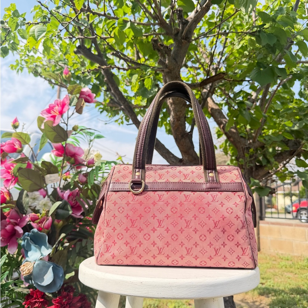 Louis Vuitton Pink Monogram Satchel with Brown Trim